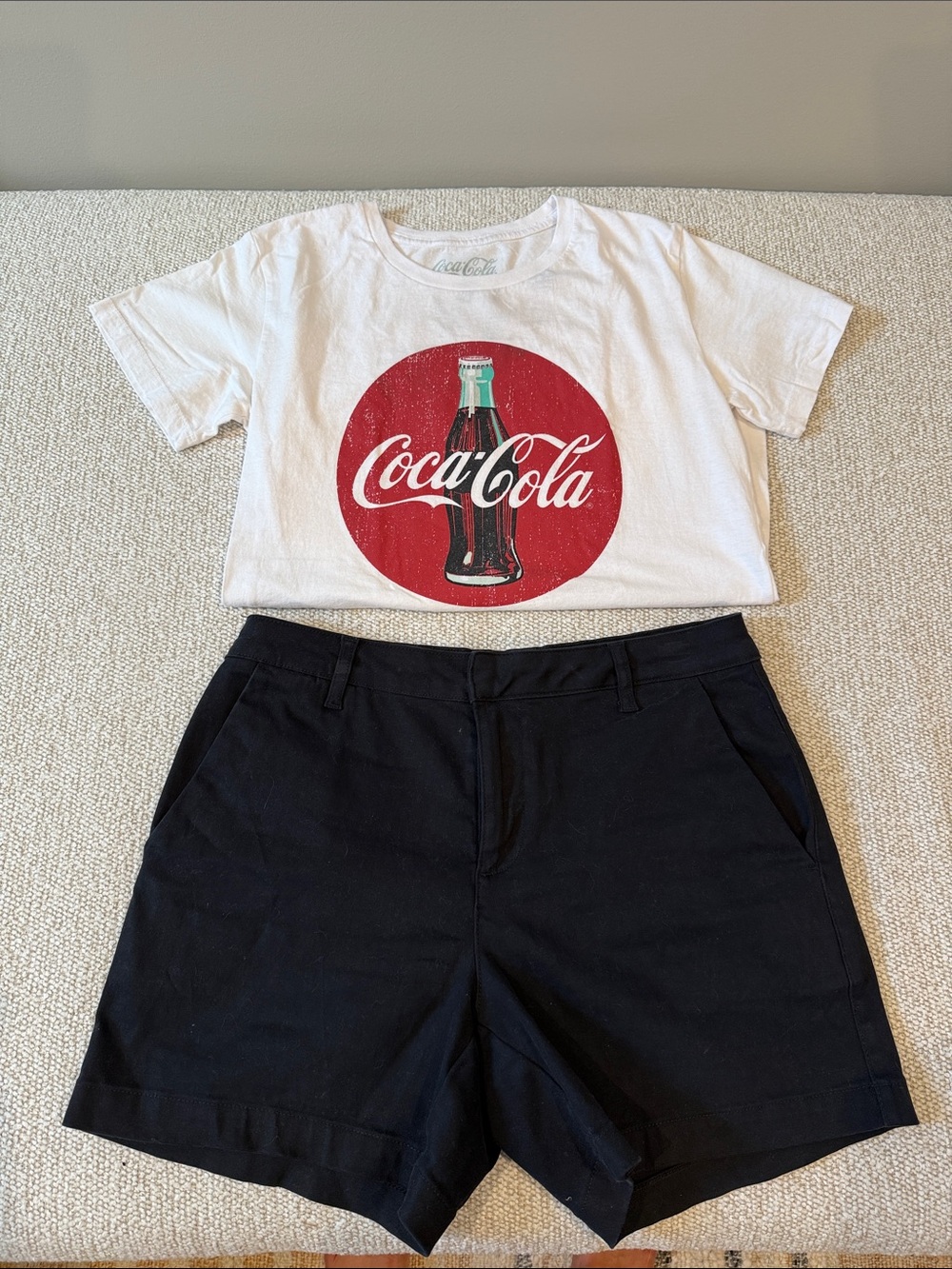 Banana Republic short/ Coca Cola T-shirt outfit